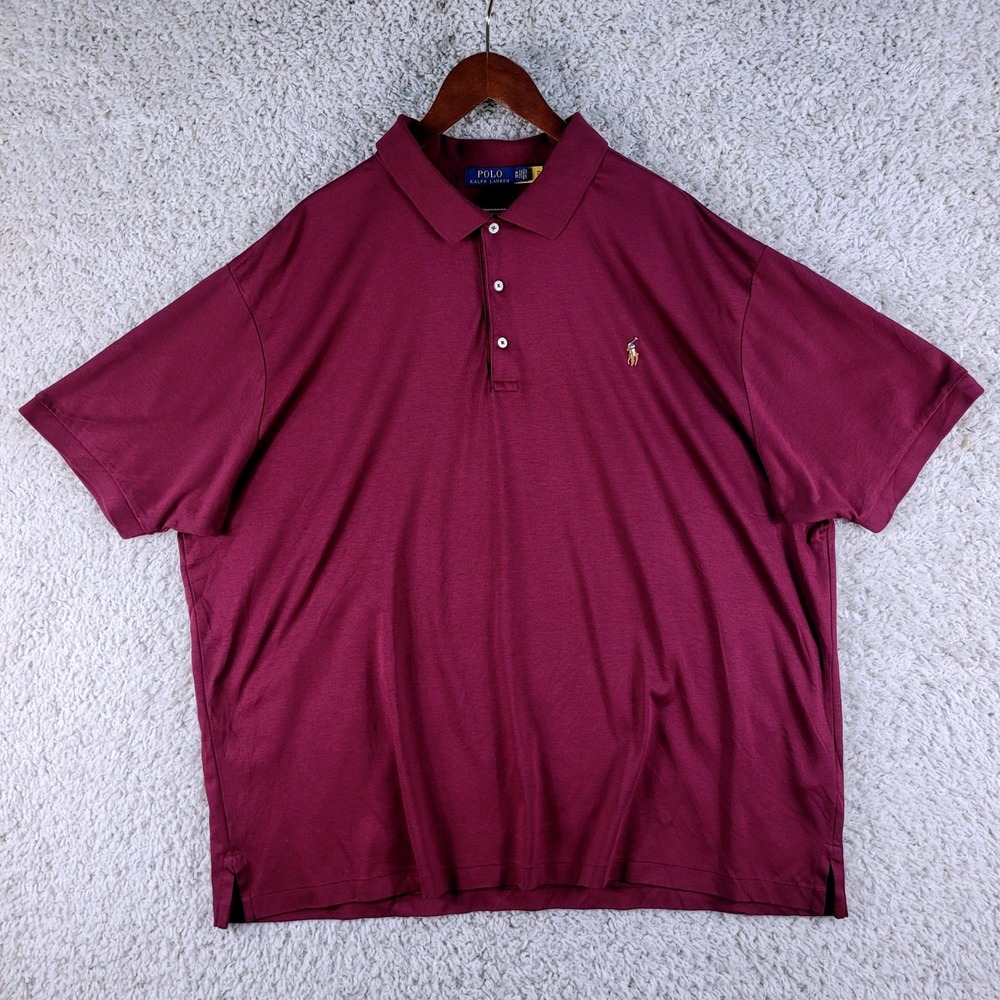 Polo Ralph Lauren Polo Shirt Men's 3XB Maroon Burgundy Short Sleeve Soft Cotton - Picture 2 of 11